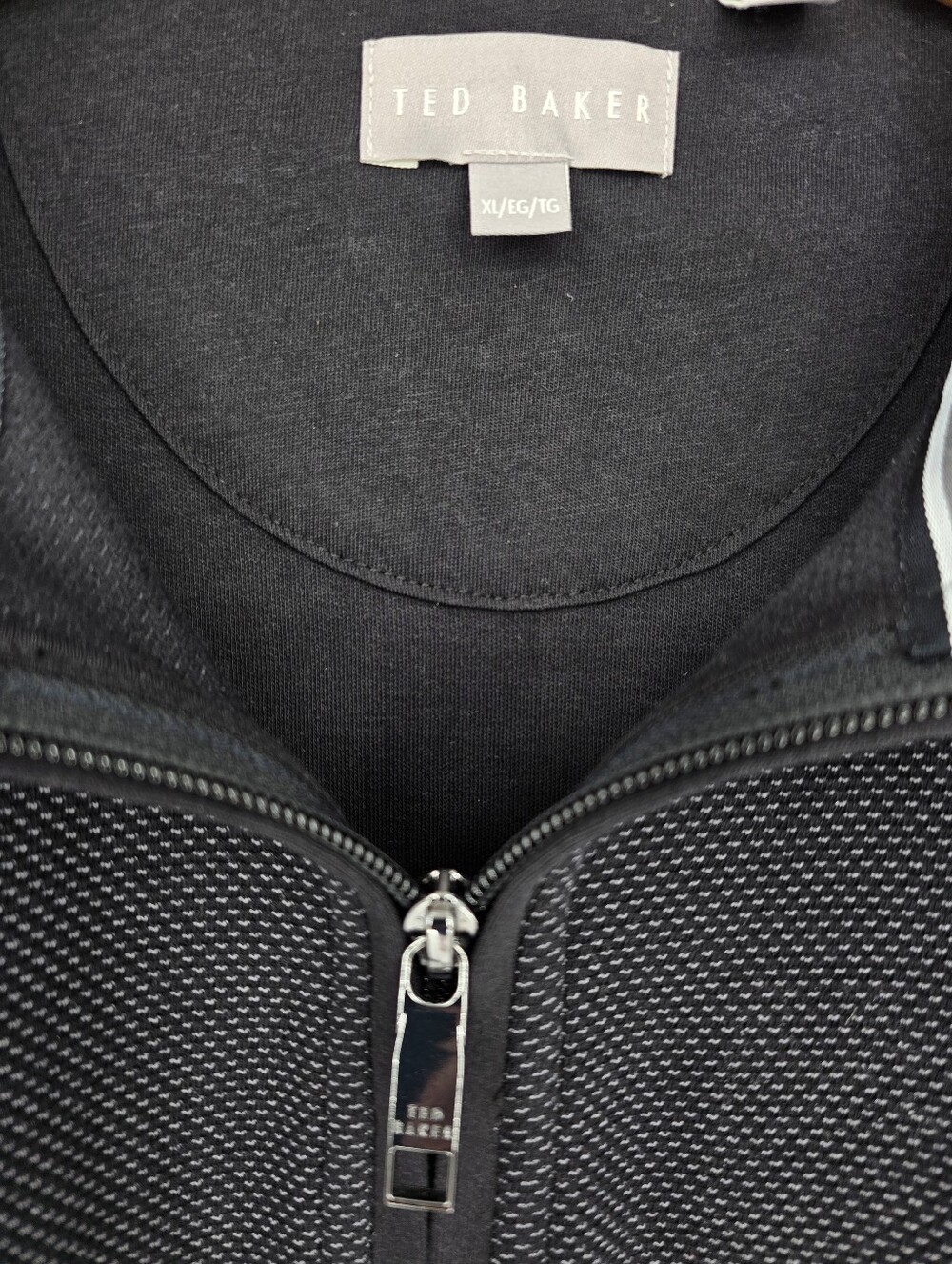 Ted Baker Men's XL Black Quarter Zip Pullover Cotton Blend Stretch Sweater - Picture 3 of 10